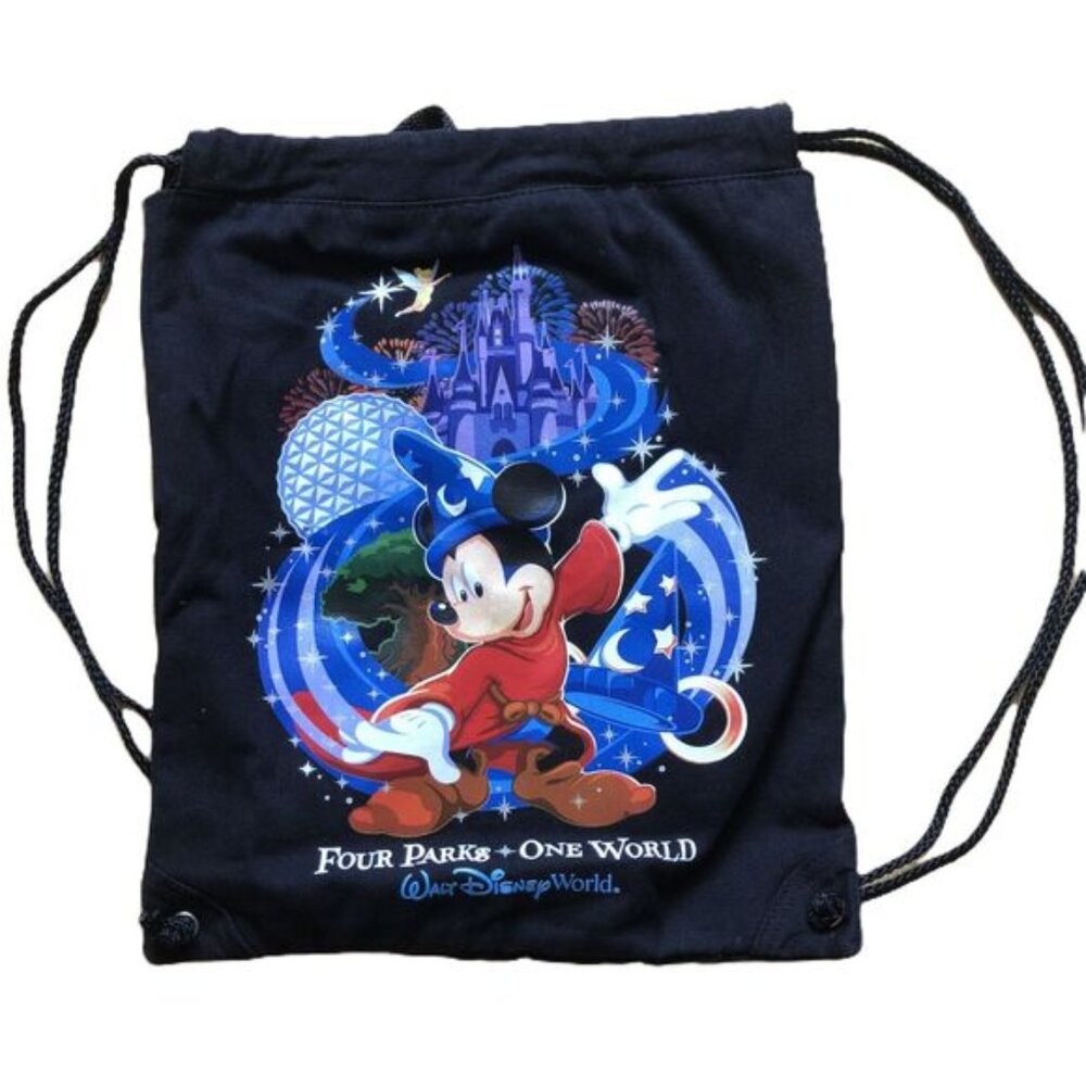 Walt Disney World Drawstring Backpack Bag "Four Parks One World" 2008